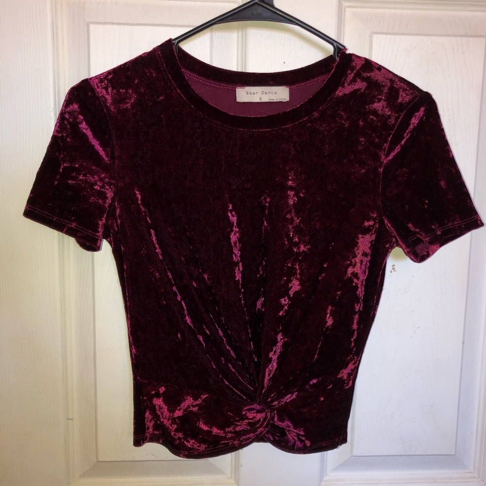 Maroon Velvet Crop Top